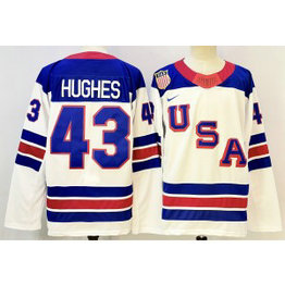 Team USA 43 Hughes White New Men Jersey Team USA 43 Hughes White New Men Jersey
