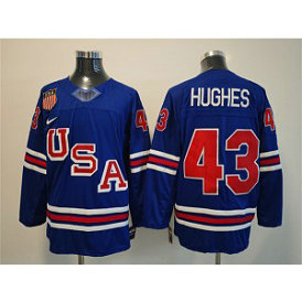 Team USA 43 Quinn Hughes Royal New Men Jersey Team USA 43 Quinn Hughes Royal New Men Jersey