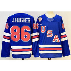 Team USA 86 Jack Hughes Blue New Men Jersey