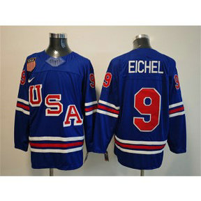 Team USA 9 Jack Eichel Blue New Men Jersey