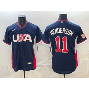 Team USA Baltimore Orioles 11 Henderson Navy 2026 World Cup Cool Base Men Jersey