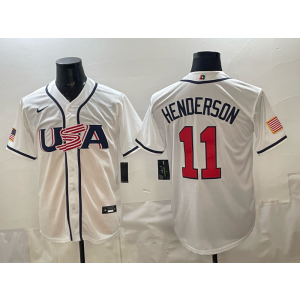 Team USA Baltimore Orioles 11 Henderson White 2026 World Cup Cool Base Men Jersey