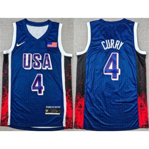 Team USA Basketball 4 Stephen Curry Navy 2024 Olympics Jersey