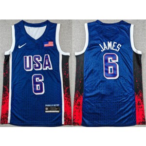 Team USA Basketball 6 LeBron James Navy 2024 Olympics Jersey
