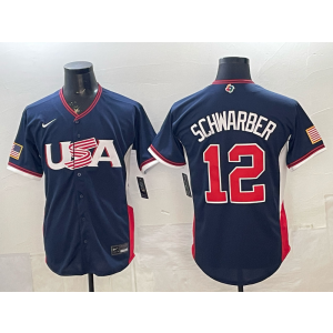 Team USA Cubs 12 Kyle Schwarber Navy 2026 World Cup Cool Base Men Jersey
