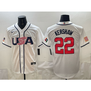 Team USA Los Angeles Dodgers 22 Kershaw White 2026 World Cup Cool Base Men Jersey