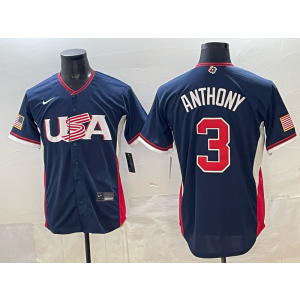 Team USA Red Sox 3 Roman Anthony Blue 2026 World Cup Cool Base Men Jersey
