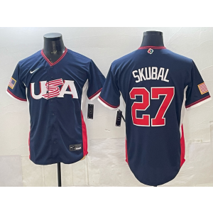 Team USA Tigers 27 Skubal Navy 2026 World Cup Cool Base Men Jersey