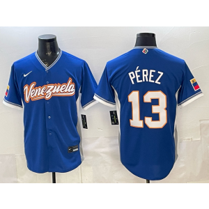 Team Venezuela Royals 13 Salvador Perez Blue 2026 World Cup Cool Base Men Jersey