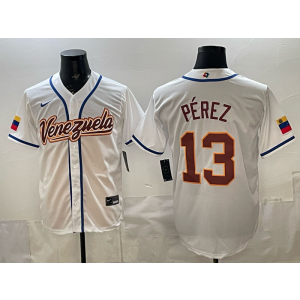 Team Venezuela Royals 13 Salvador Perez White 2026 World Cup Cool Base Men Jersey