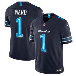 Tennessee Titans 1 Cameron Ward Navy 2026 Music City Rivalries F.U.S.E. Vapor Limited Men Jersey