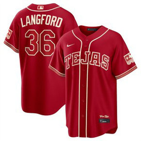 Texas Rangers 36 Wyatt Langford Red 2026 City Connect Cool Base Men Jersey
