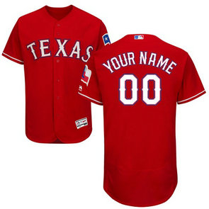 Texas Rangers Red Men's Customized Flexbase Jersey