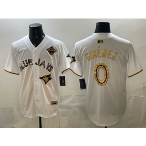 Toronto Blue Jays 0 Gimenez White Gold 2025 World Series Champion Nike Cool Base Men Jersey
