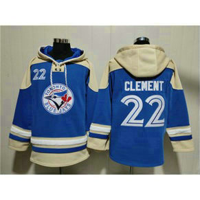 Toronto Blue Jays 22 Ernie Clement Royal Ageless Must-Have Lace-Up Pullover Hoodie