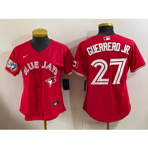 Toronto Blue Jays 27 Vladimir Guerrero JR Red 50th Anniversary Women Jersey Toronto Blue Jays 27 Vladimir Guerrero JR Red 50th Anniversary Women Jersey