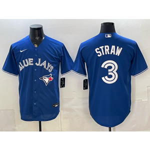 Toronto Blue Jays 3 Myles Straw Blue Cool Base Men Jersey