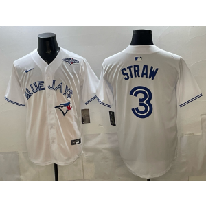 Toronto Blue Jays 3 Myles Straw White Champion Cool Base Men Jersey Toronto Blue Jays 3 Myles Straw White Champion Cool Base Men Jersey