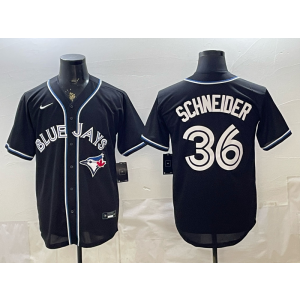 Toronto Blue Jays 36 Schneider Black Cool Base Men Jersey