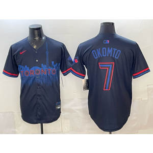 Toronto Blue Jays 7 Kazuma Okamoto Black City Cool Base Men Jersey Toronto Blue Jays 7 Kazuma Okamoto Black City Cool Base Men Jersey