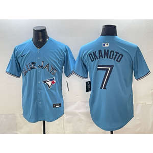 Toronto Blue Jays 7 Okamoto Blue Cool Base Men Jersey