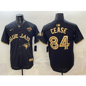 Toronto Blue Jays 84 Cease Black Gold Champion Cool Base Men Jersey