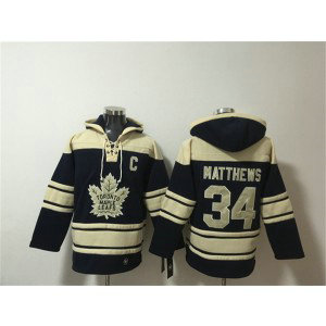 Toronto Maple Leafs 34 Auston Matthews Black All Stitched Sweatshirt Hoodie