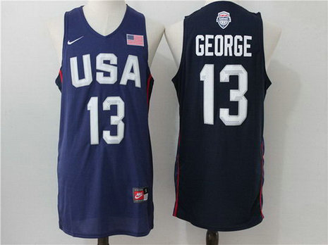USA 13 Paul George Blue 2016 Olympics Dream Team Stitched Jersey
