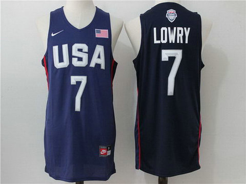 USA 7 Kyle Lowry Blue 2016 Olympics Dream Team Stitched Jersey