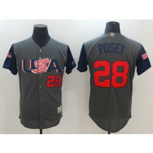 USA Baseball 28 Buster Posey Gray 2017 World Baseball Classic Jersey