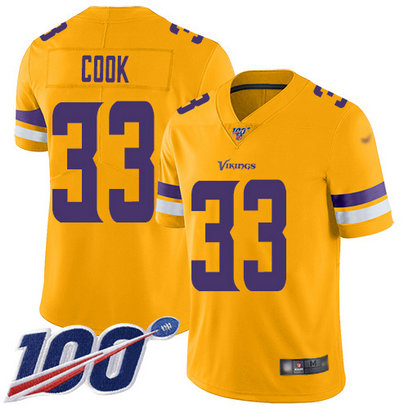 Vikings #33 Dalvin Cook Gold Men's Stitched Football Limited Inverted Legend 100th Season Jersey