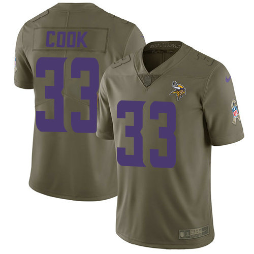Vikings #33 Dalvin Cook Olive Men's Stitched Football Limited 2017 Salute to Service Jersey