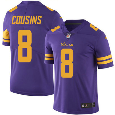 Vikings #8 Kirk Cousins Purple Men's Stitched Football Limited Rush Jersey