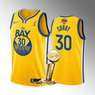 Warriors 30 Stephen Curry Yellow Nike 2022 Finals Champions Swingman Jersey