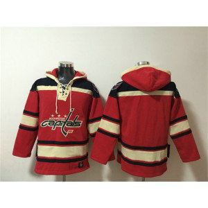 Washington Capitals Blank Red Ageless Must-Have Lace-Up Pullover Hoodie