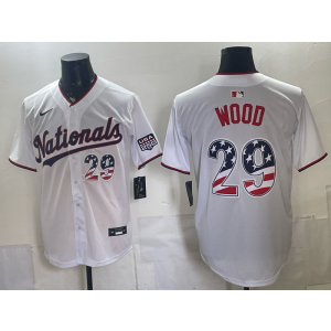 Washington Nationals 29 Wood White USA 250 Fourth of July Men Jersey