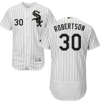 White Sox #30 David Robertson White(Black Strip) Flexbase Authentic Collection Stitched MLB Jersey
