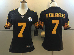 Woman Steelers #7 Roethlisberger Color Rush Limited Black Stitched Jersey