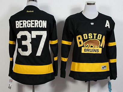 Women's Boston Bruins #37 Patrice Bergeron Reebok Black 2016 Winter Classic Premier Jersey