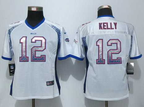 Women's Buffalo Bills #12 Jim Kelly Retired Player White Drift Fashion NFL Nike Jersey