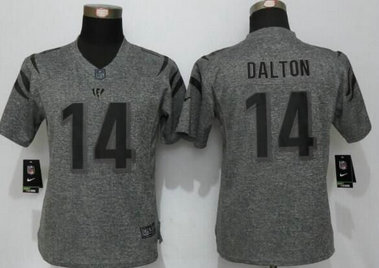 Women's Cincinnati Bengals #14 Andy Dalton Gray Gridiron Stitched NFL Nike Limited Jersey