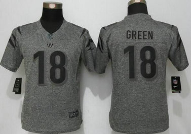 Women's Cincinnati Bengals #18 A. J. Green Gray Gridiron Stitched NFL Nike Limited Jersey