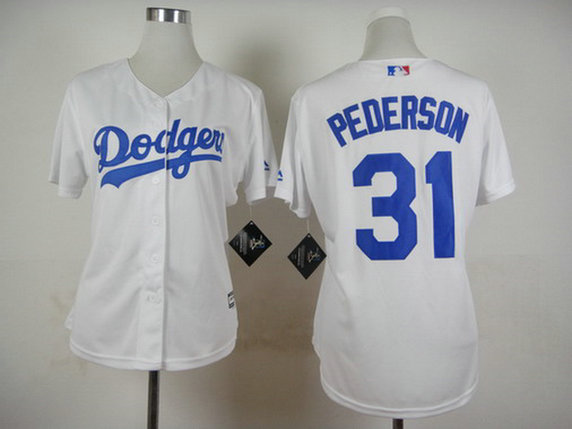 Women's Los Angeles Dodgers #31 Joc Pederson Home White 2015 MLB Cool Base Jersey