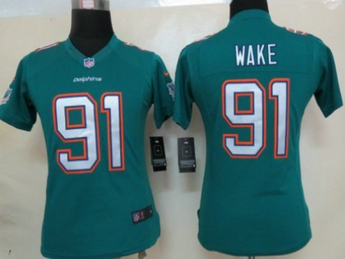 Women's Miami Dolphins #91 Cameron Wake Nike Aqua Green Limited Jersey
