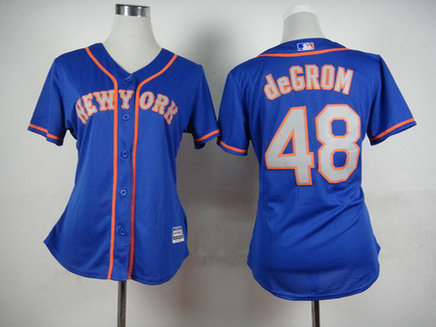 Women's New York Mets #48 Jacob deGrom Blue With Gray Jersey