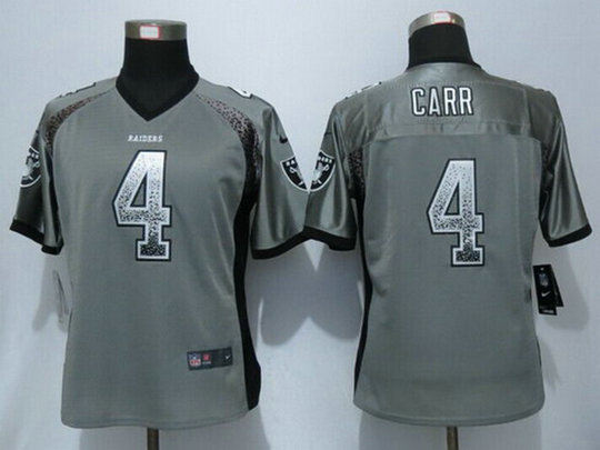 Women's Oakland Raiders #4 Derek Carr Gray Drift Fashion NFL Nike Jersey