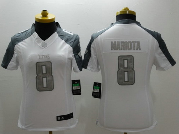Women's Tennessee Titans #8 Marcus Mariota White Platinum NFL Nike Limited Jersey