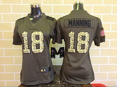 Women Denver Broncos #18 Peyton Manning Green Salute To Service Limited Jersey