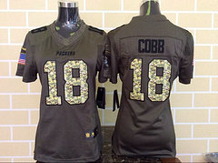 Women Green Bay Packers #18 Randall Cobb Green Salute To Service Limited Jersey