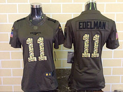 Women New England Patriots #11 Edelman Green Salute To Service Limited Jersey